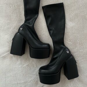 Naked Wolfe Black Heeled Boots